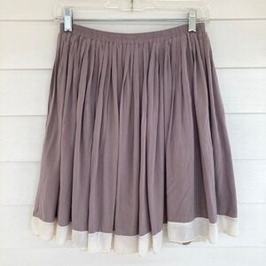 Anthropologie Comme Toi Pleated Layered Lavender & Creme Preppy Skirt Sz M